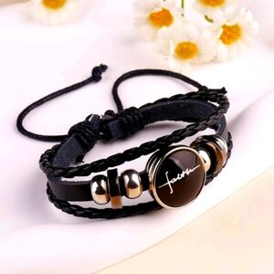 Faith faux leather corded expandable bracelet